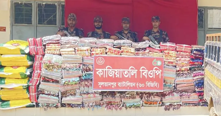 বিজিবির অভিযানে উদ্ধারতকৃত পণ্য